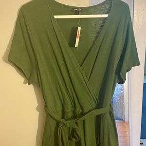Green 2x Torrid Faux Wrap Dress NWT